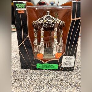 Lemax Spooky Town Skeleton Pavilion - Black and Orange